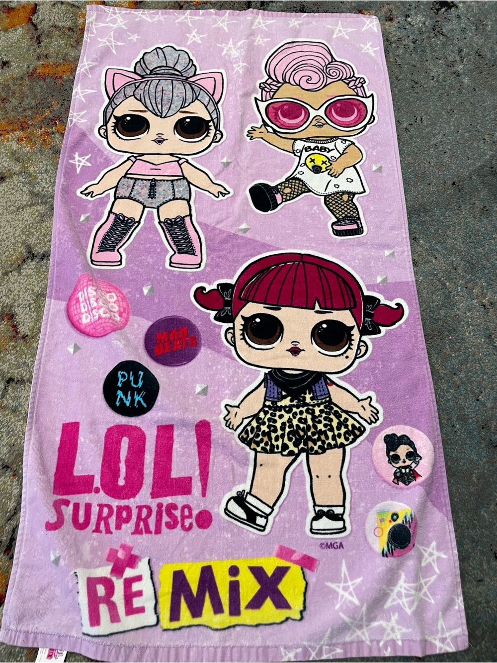 L.O.L. Surprise! Purple Pink Remix Character Beach Towel
